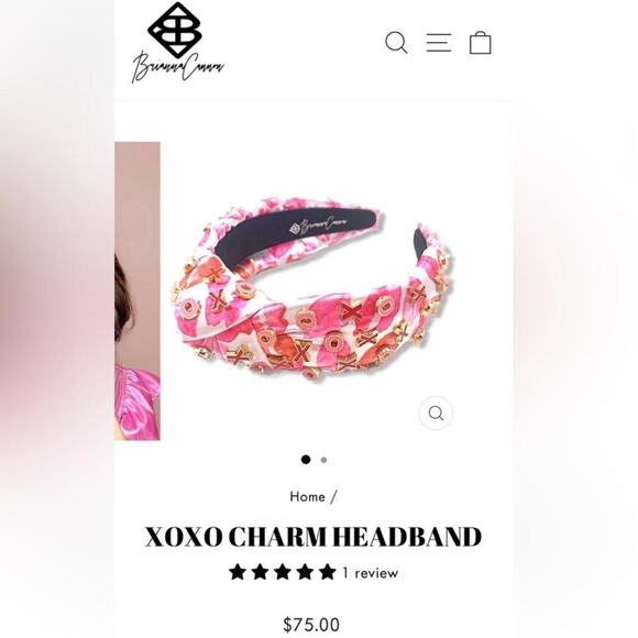 Briana Cannon Satin Pink Red White XOXO Charm Kisses Lips Headband Glam